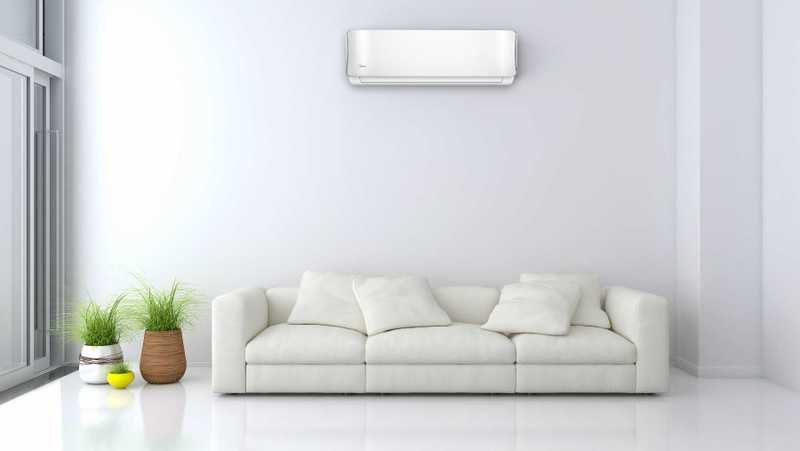 midea split system on lounge wall