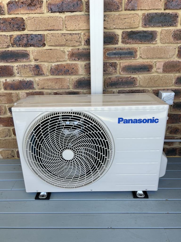 Panasonic outdoor unit installed by Home Comfort Air in Paradise Point